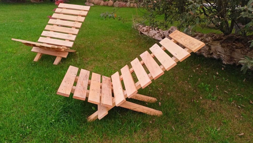 Leżak drewniany, surowe drewno