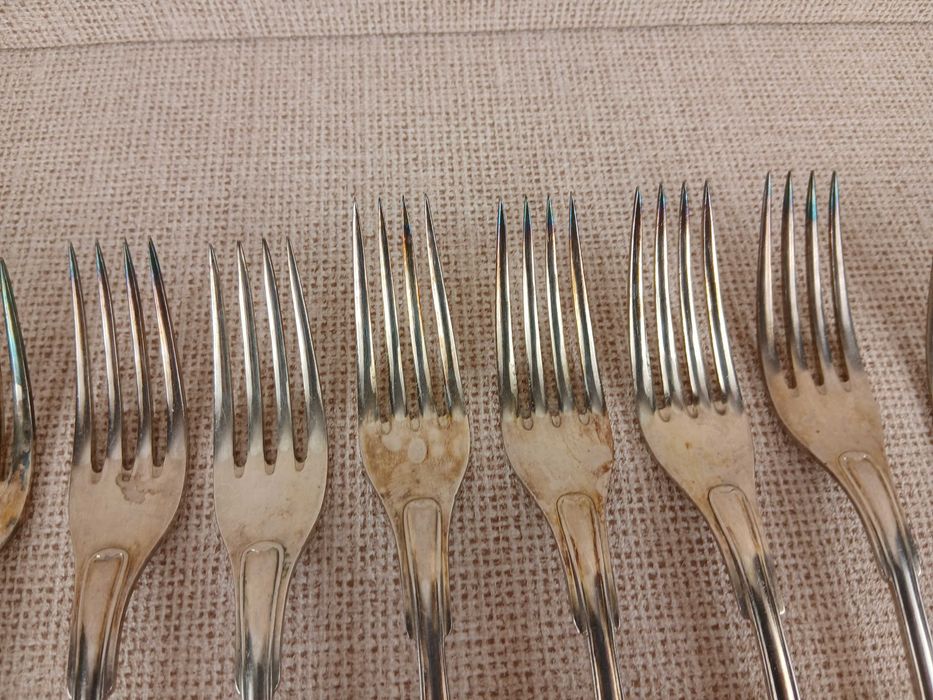 Zestaw 12 widelców Prima NS ALP Szwecja Posrebrzane 19 cm Inicjał H