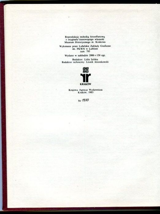 Kalendarz Krakowski na rok 1832, reprint 1985