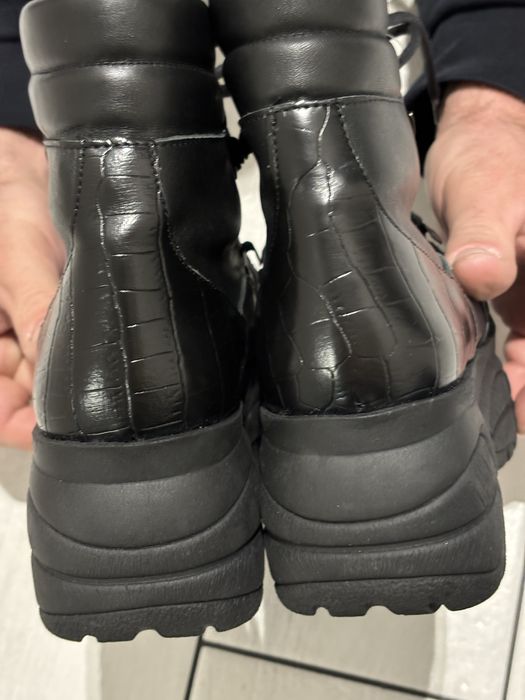 The Kooples Paris Botki platforma koturna za kostke czarne