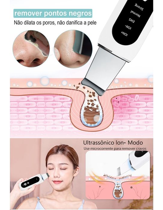 Limpador facial ultrasonico ,para acne,poros e firmeza da pele.