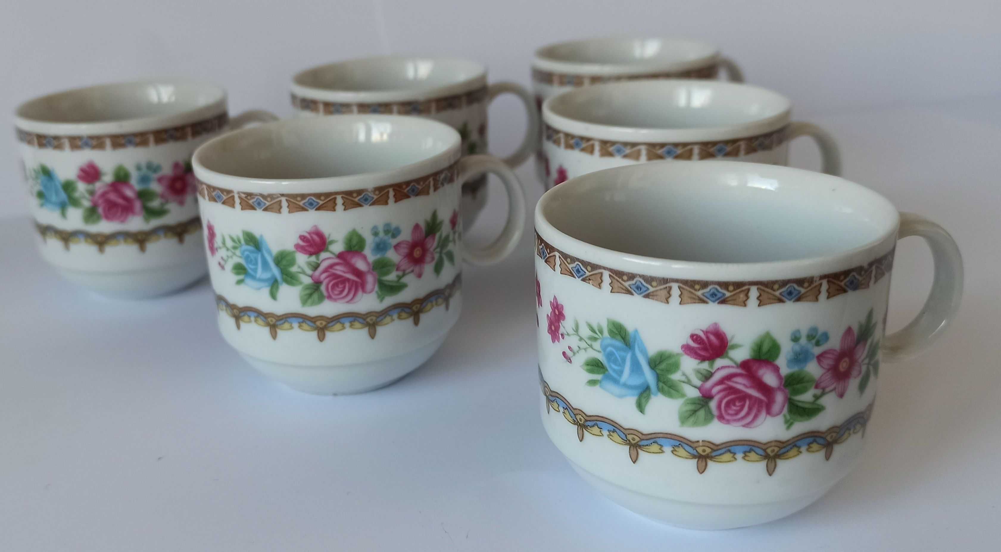 piękne malowane filiżanki zestaw 6 sztuk różyczki chińska porcelana