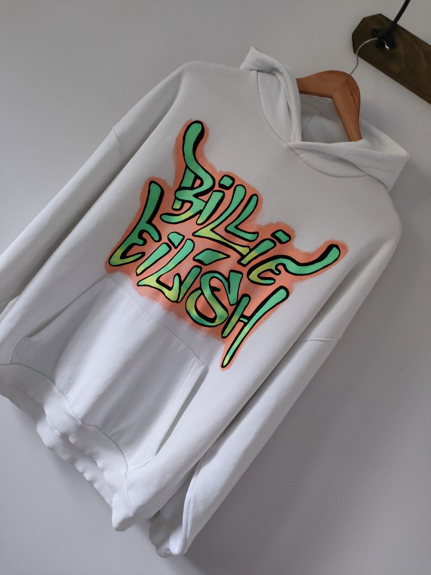 Biała bluza long fit Bershka billie Eilish S