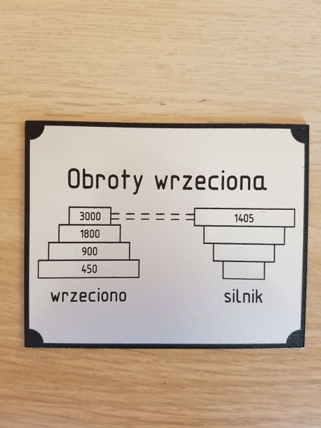 Wiertarka WS-15 Tabliczka Tabliczki Obroty wrzeciona