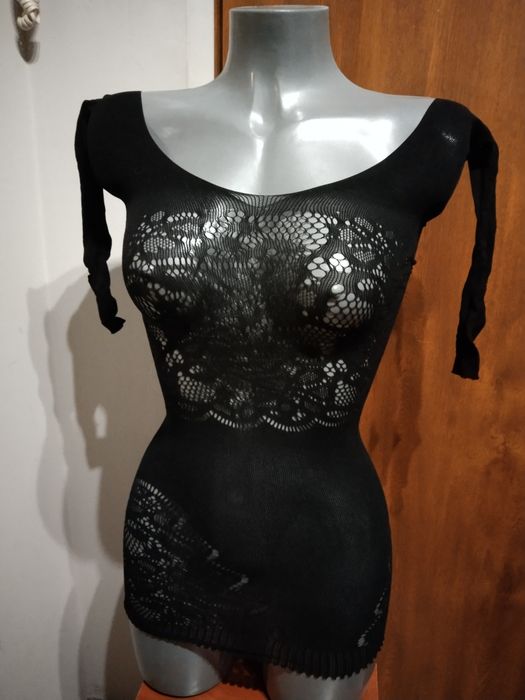S M Seksowna czarna sukienka sexi bielizna mała czarna body strój kost