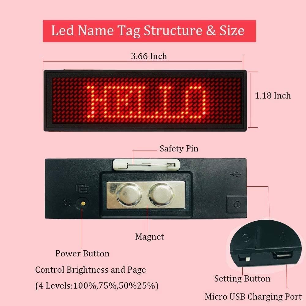 Identyfikator Bluetooth Mini-LED z możliwością ładowania i programowan