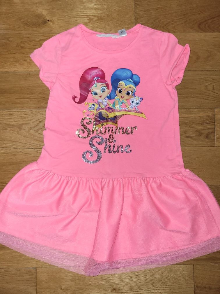 Sukienka Sukieneczka H&M Shimmer & Shine 122/128 neonowa