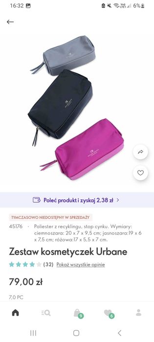 Zestaw kosmetyczek urban oriflame wodoodporne