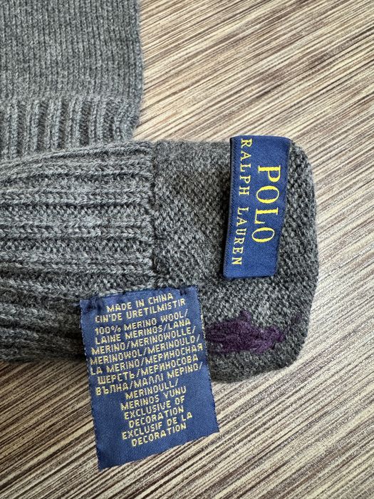 Чоловічі сірі рукавички з мериносової вовни polo ralph lauren