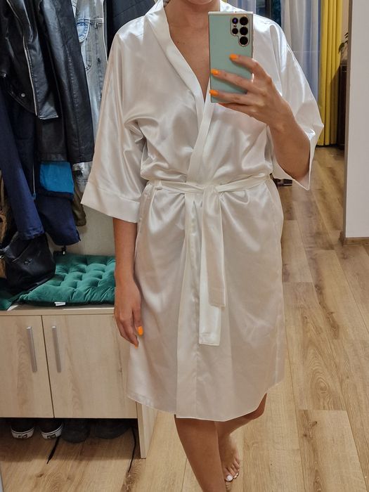 Szlafrok ślubny, szlafrok Panny Młodej, Biały szlafrok