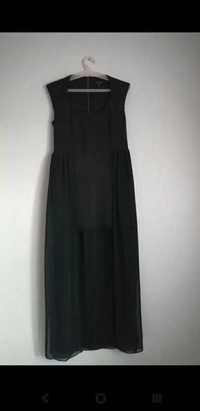 Sukienka maxi czarna z tiulem