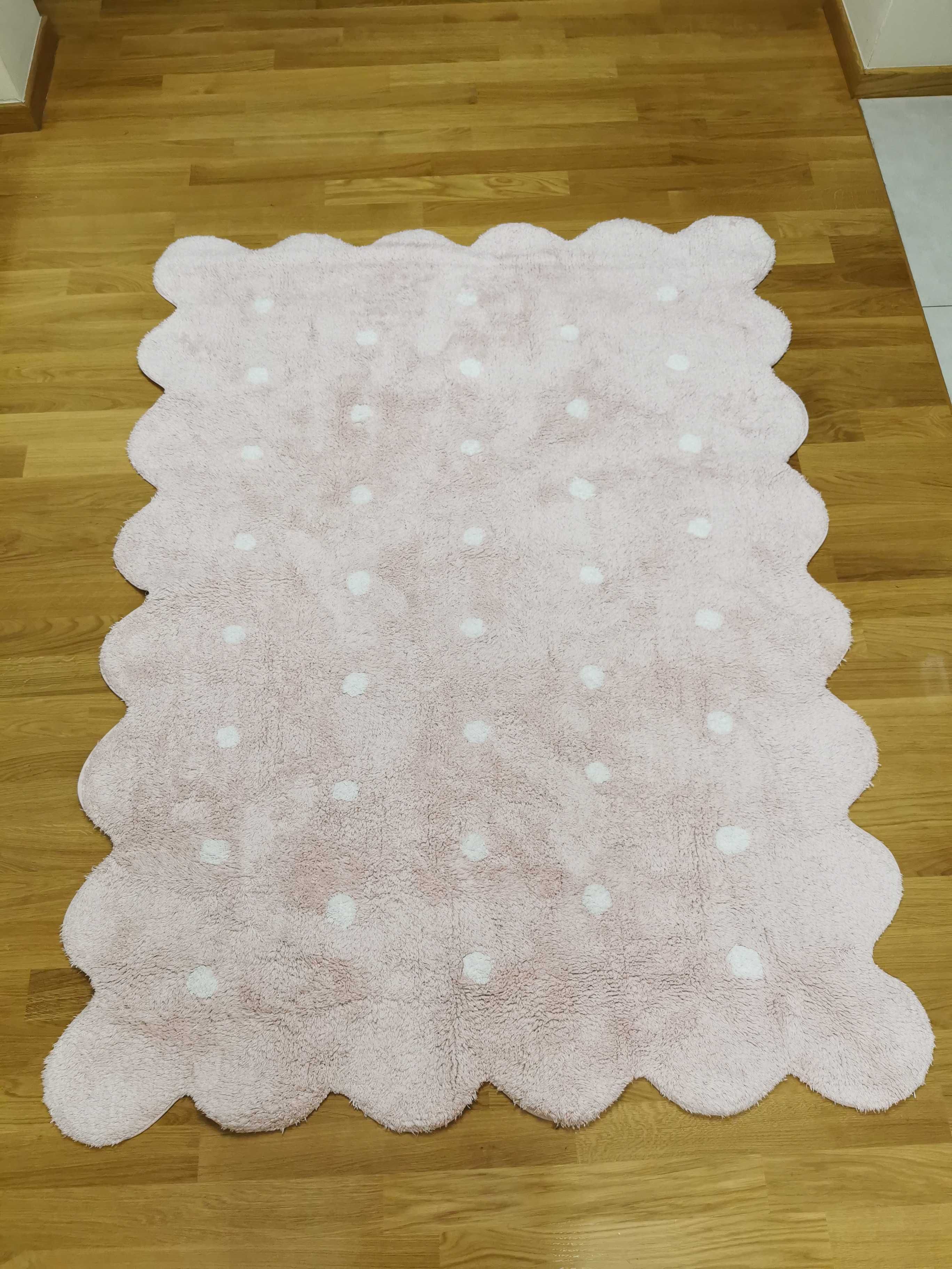 Dywan Galleta Pink 120x160 w kropki Lorena Canals dla dziewczynki