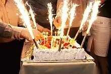 Тортові свічки на день народження .Феєрверк на торт. Холодний фонтан.