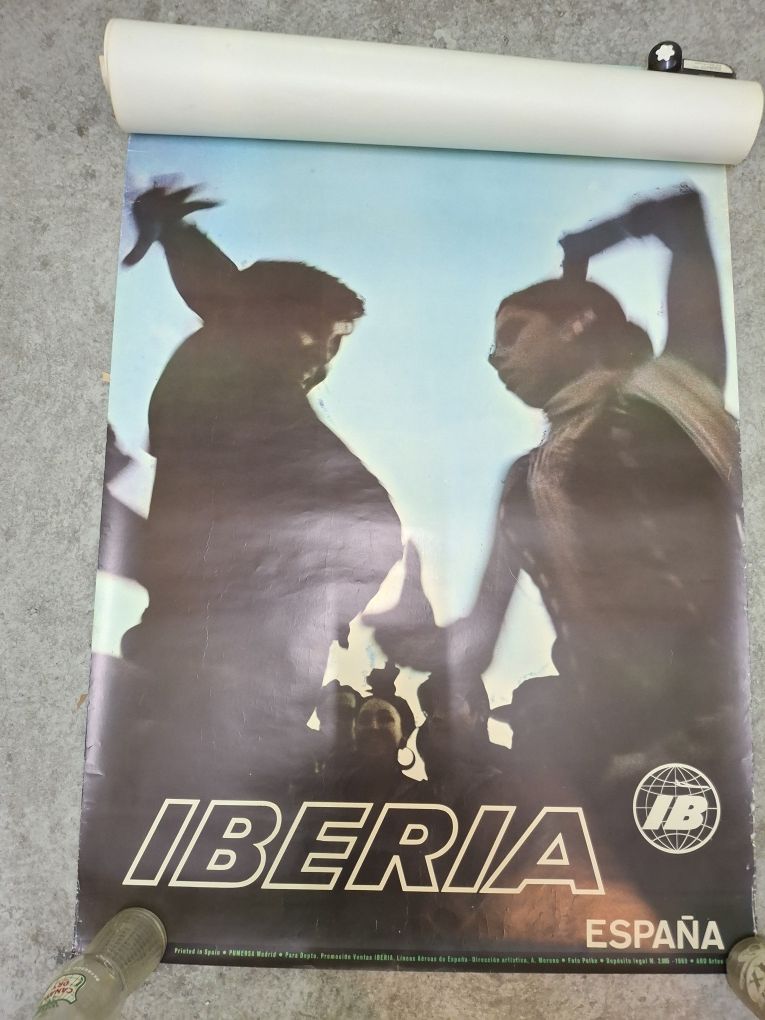 Iberia aviacao raro cartaz promocional ano 1969