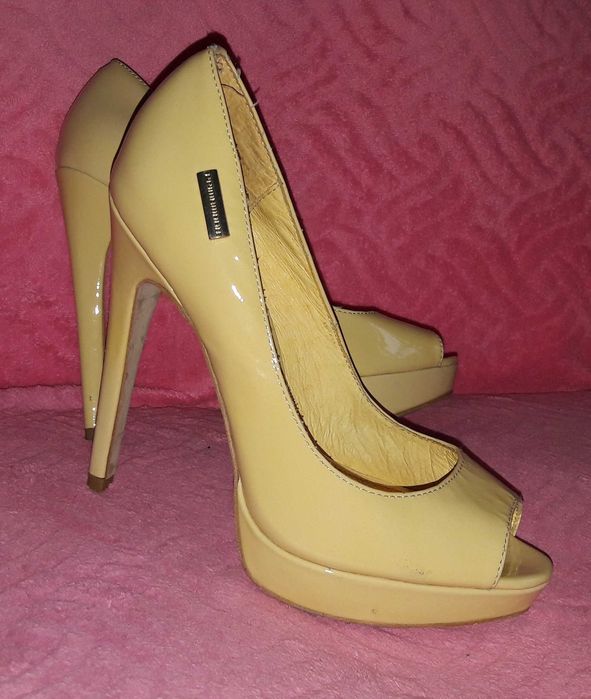 Cytrynowo smietankowe szpilki czółenka Prima Moda 36 open toe