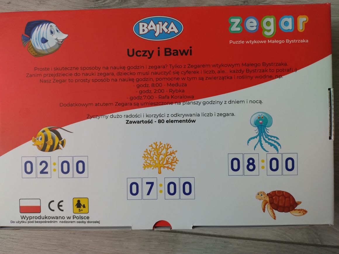 Zegar wtykowy - zabawka edukacyjna do nauki zegara