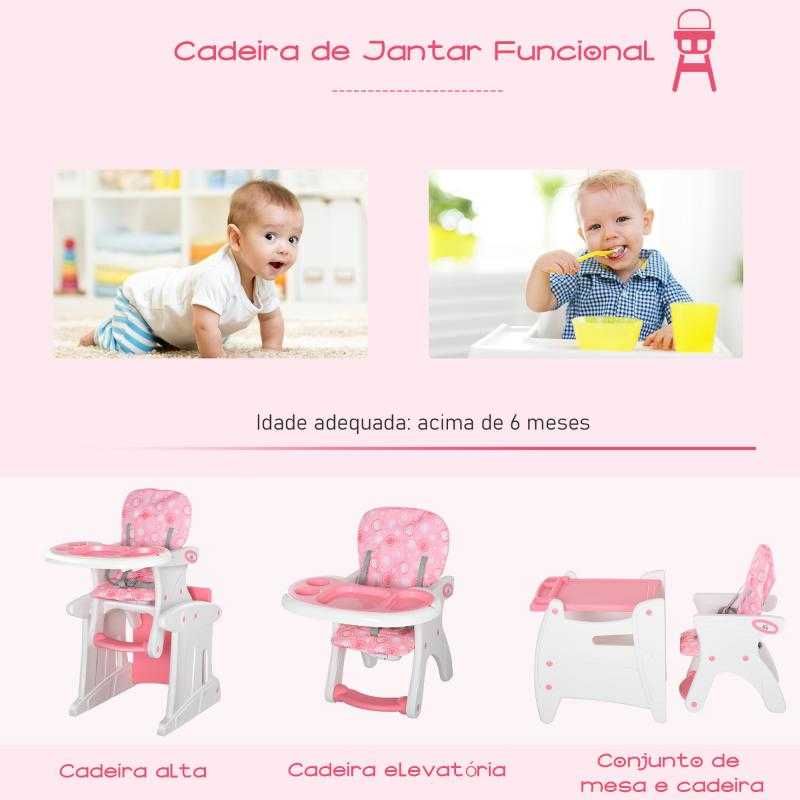 Cadeira Alta 3 em 1 para Bebé – Reclinável e Conversível