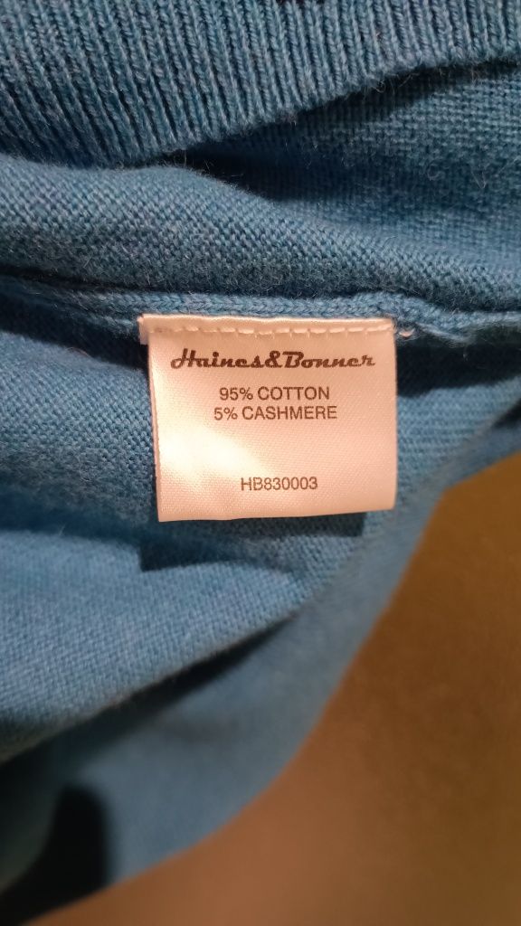Haines & Bonner  NOWY  Brytyjski elegancki sweter z kaszmirem, Roz. M