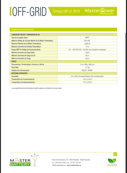 Гібридний інмертор Master Power Модель MF-OME-UM3KVA2