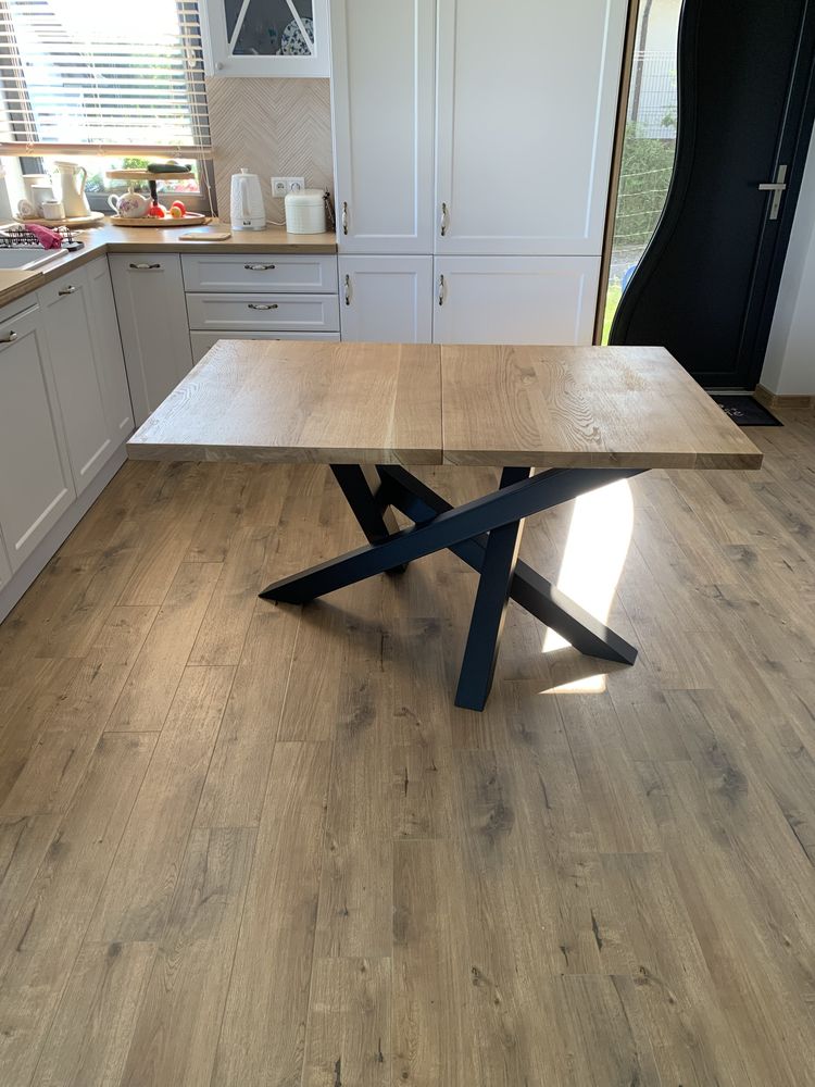 Stół dębowy rozkładany 140/240cm Loft Nowoczesna noga