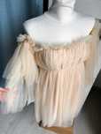 Sukienka tiulowa S shein mini rękawy rozkloszowana babyshower wesele