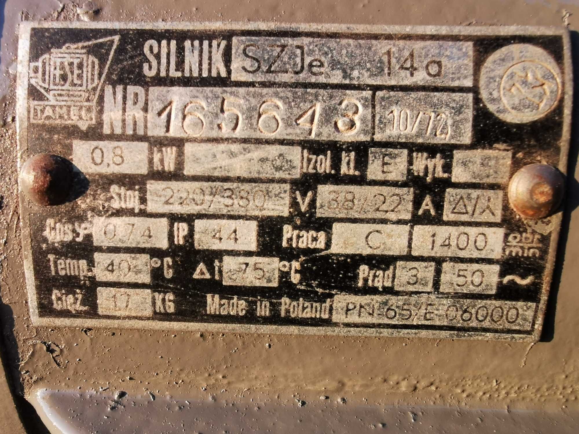 Silnik elektryczny 3 fazowy 380V 0.8kw, 1400 obr/min Polski