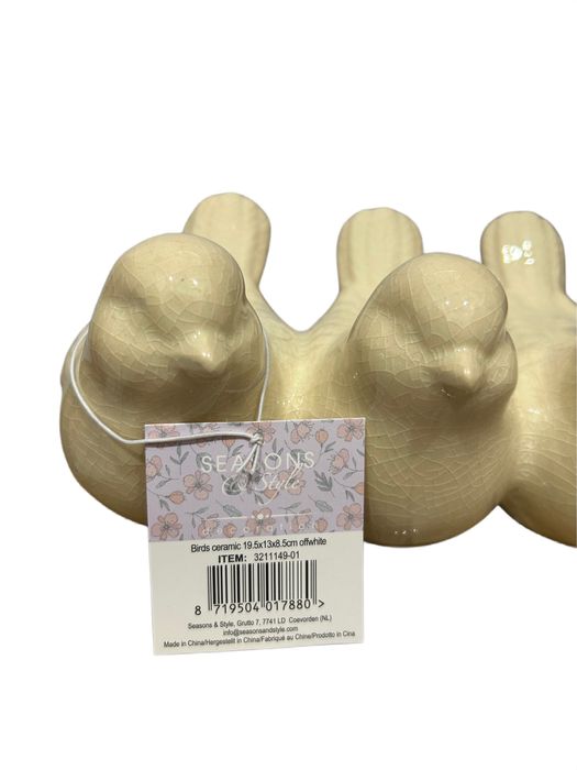 Figurka ceramiczna trzy ptaszki kremowe nr.8374