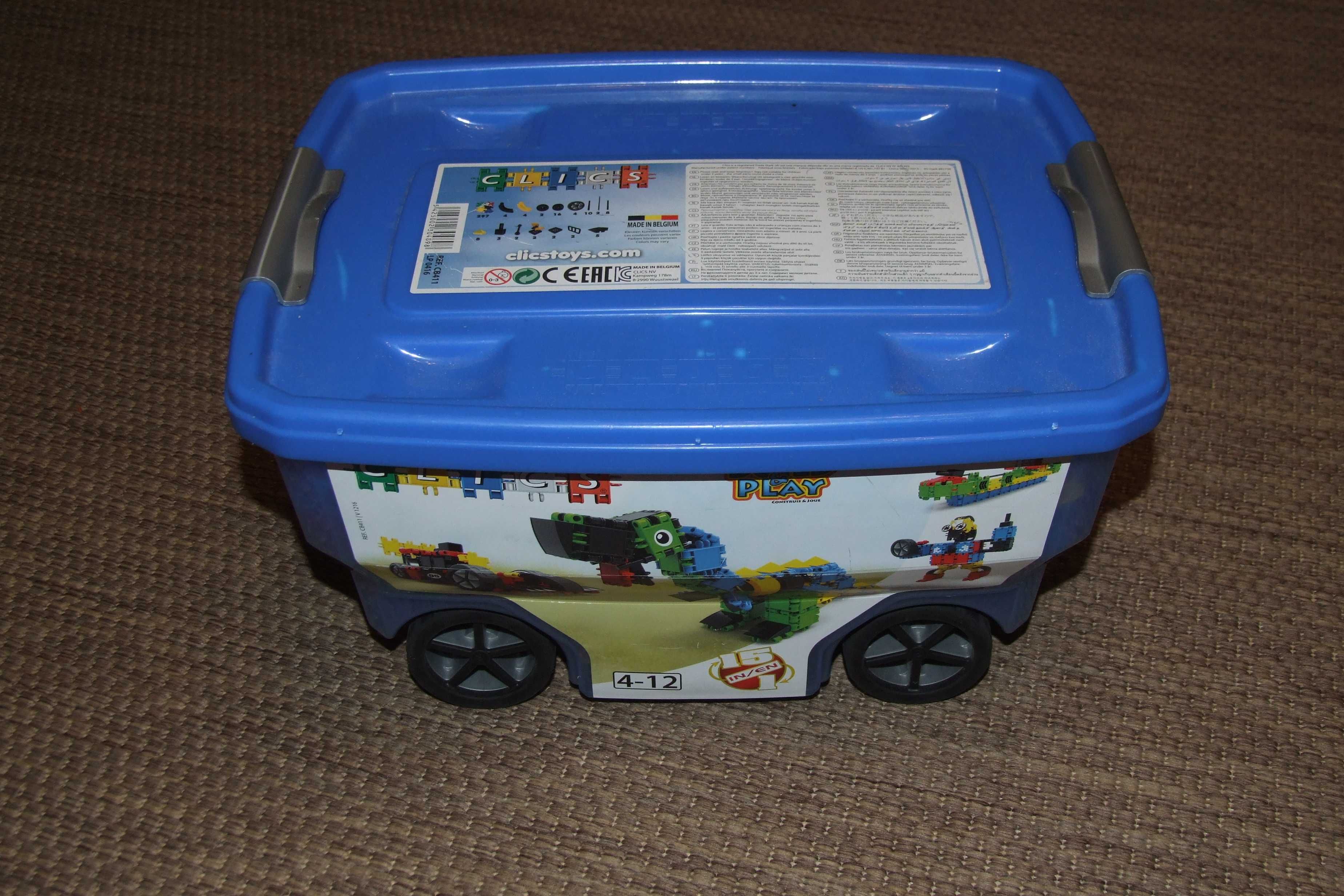Klocki Clics Rollerbox ,duży zestaw, pojemnik na kołach