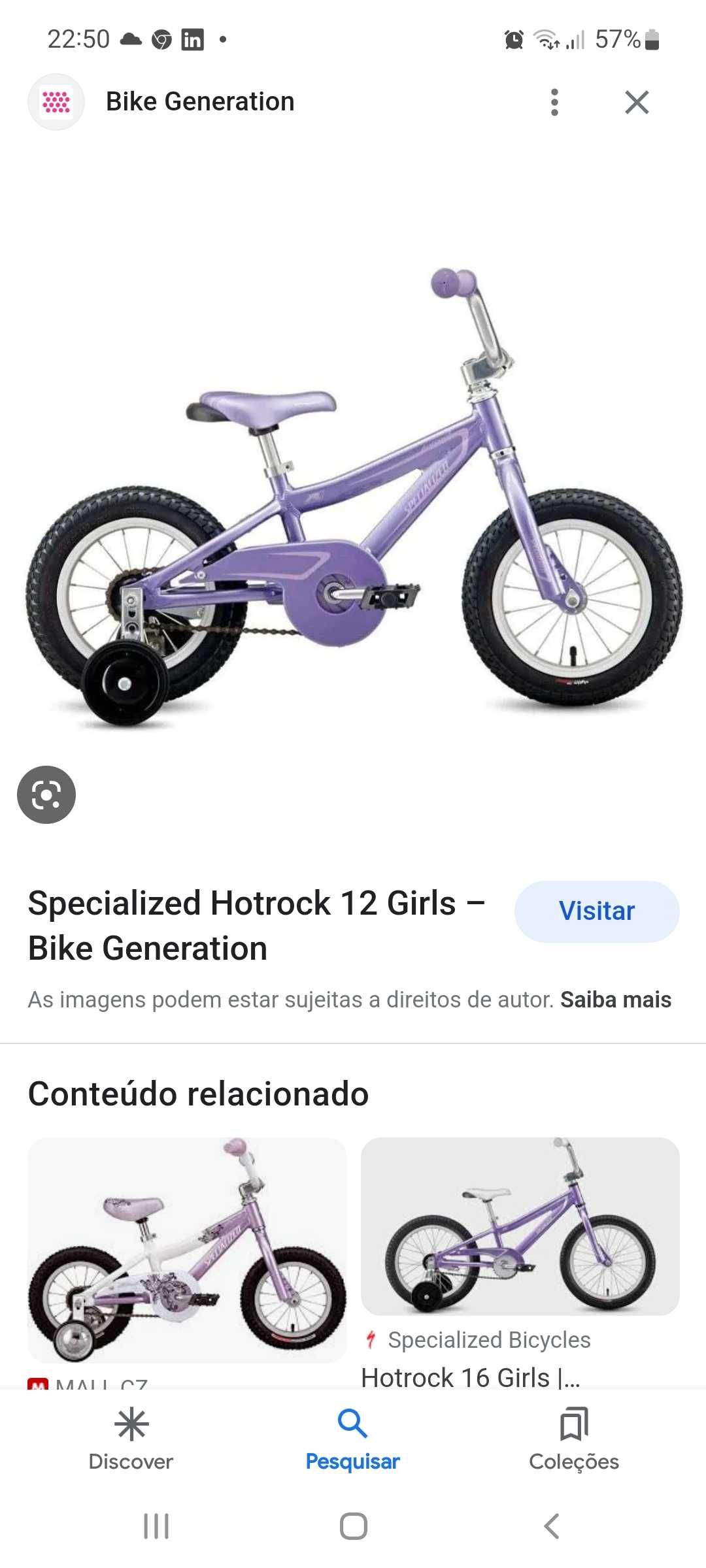 Bicicleta Specialized Hotrock 12 de menina