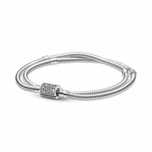 Pulseira Malha Snake Dupla Pandora em Prata de Lei S925 Nova