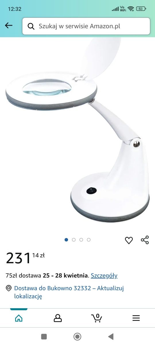 Lampa ze szkłem powiększającym