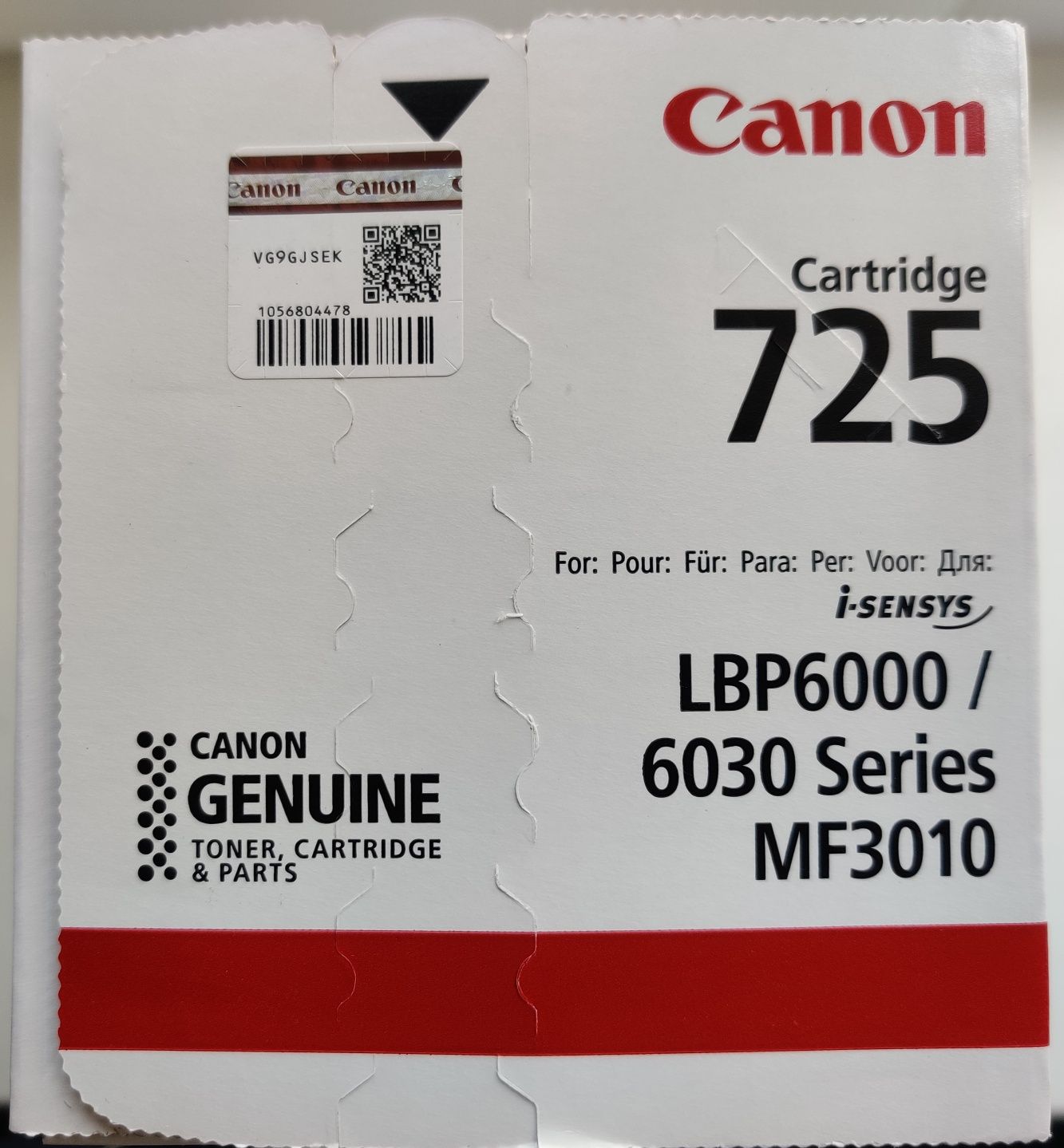 Картридж Canon 725 для лазерних принтерів та БФП. ОРИГІНАЛ.