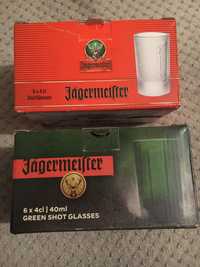 Kieliszki Jagermeister dwa rodzaje białe/zielone 12 sztuk