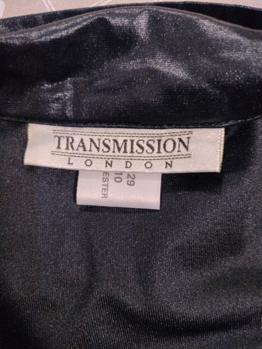 Elegancka bluzka 10 czarna połyskująca Transmission London