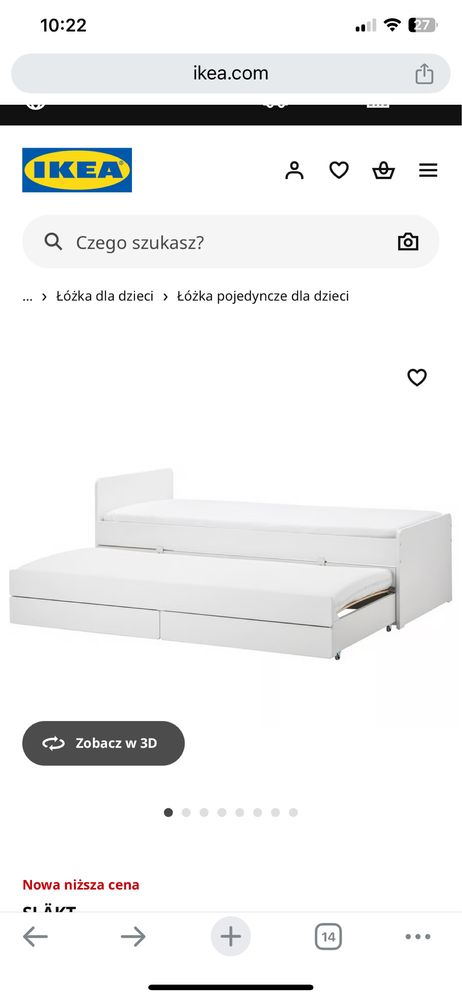 Łóżko IKEA  rozkladane SLÄKT