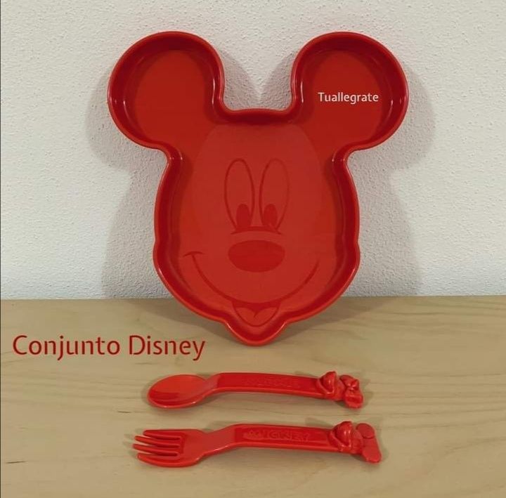 Prato + Garfo + Colher Disney - Tupperware