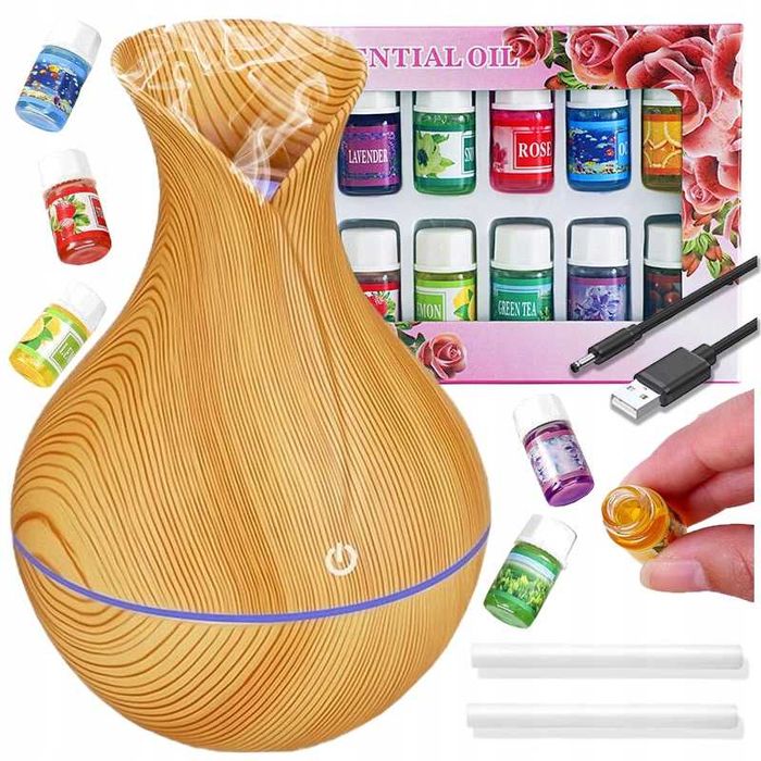 nawilżacz powietrza dyfuzor zapachowy+12xolejki eteryczne aromaterapia