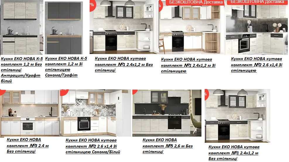 Кухні під замовлення та готові  рішення