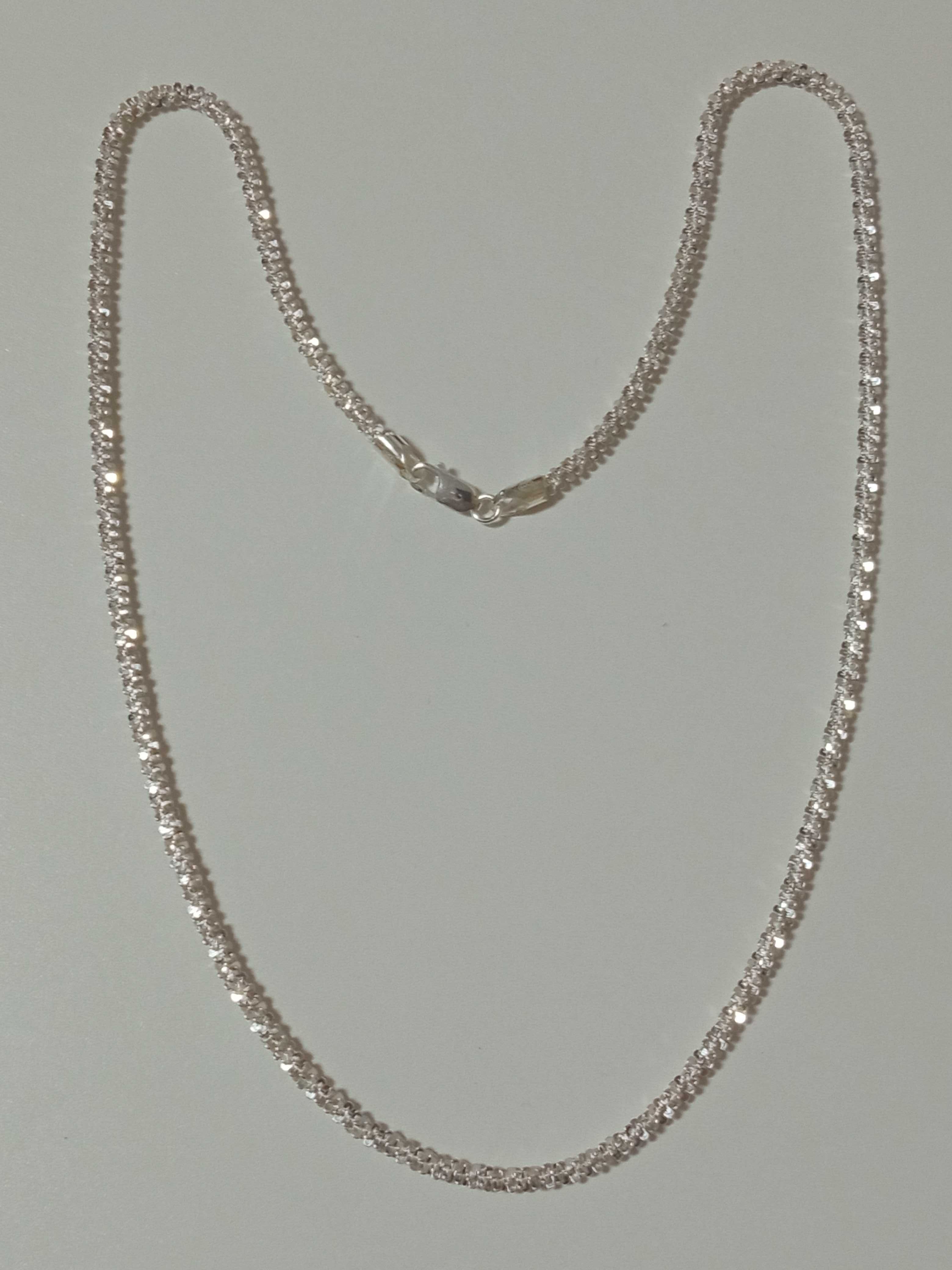 Elegancki naszyjnik błyszczący łańcuszek śnieg 55 cm Srebro 925