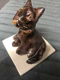 Rękodzieło ceramika statuetka kot 12cm