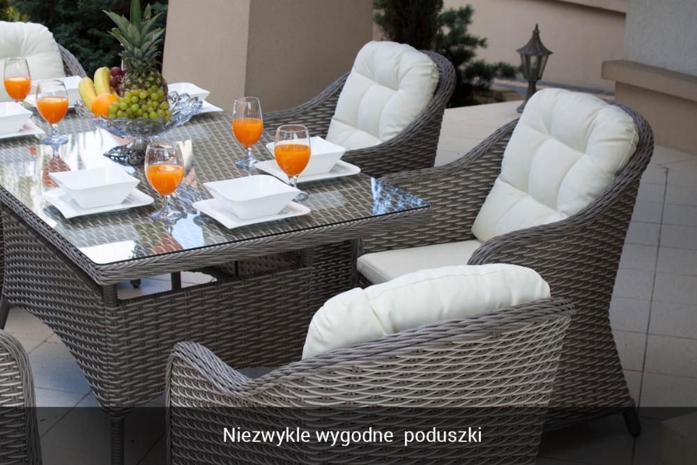 Zestaw obiadowy technorattan stół + 6 foteli