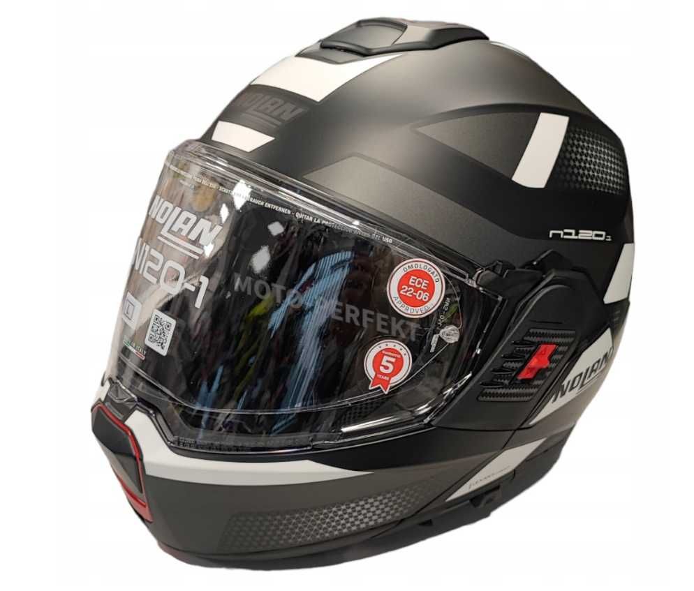 Kask szczękowy NOLAN N120-1 SUBWAY N-COM 21 biały/czarny/matowy