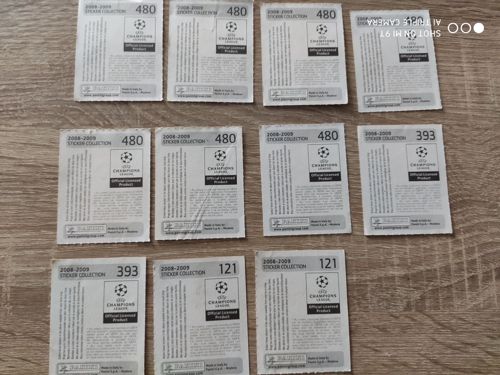 Naklejki piłkarskie do albumu Panini Champions League 2008/2009