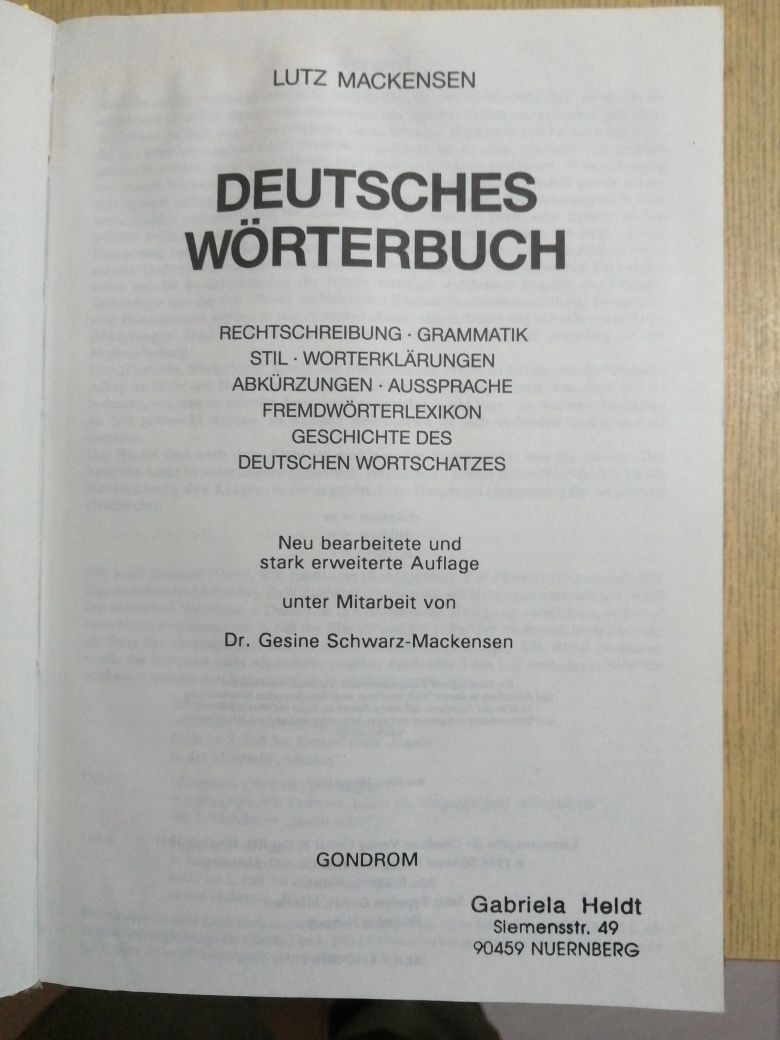 Książka słownik języka niemieckiego Deutsches Worterbuch