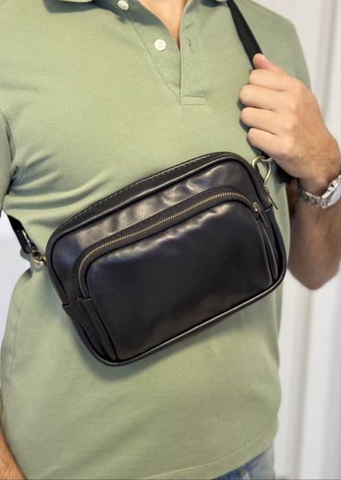 РОЗПРОДАЖ Сумка кожаная мужская бананка шкіряна чоловіча