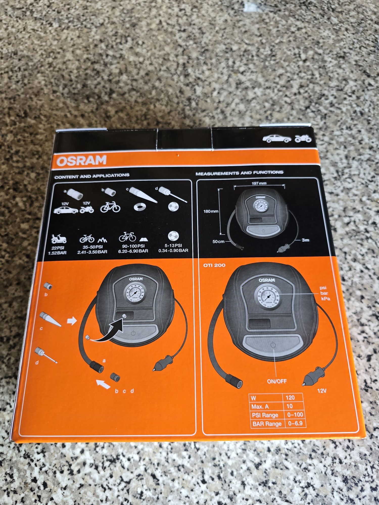 Novo - Selado - Com Garantia - Osram Compressor Analógico 200 Psi / 12