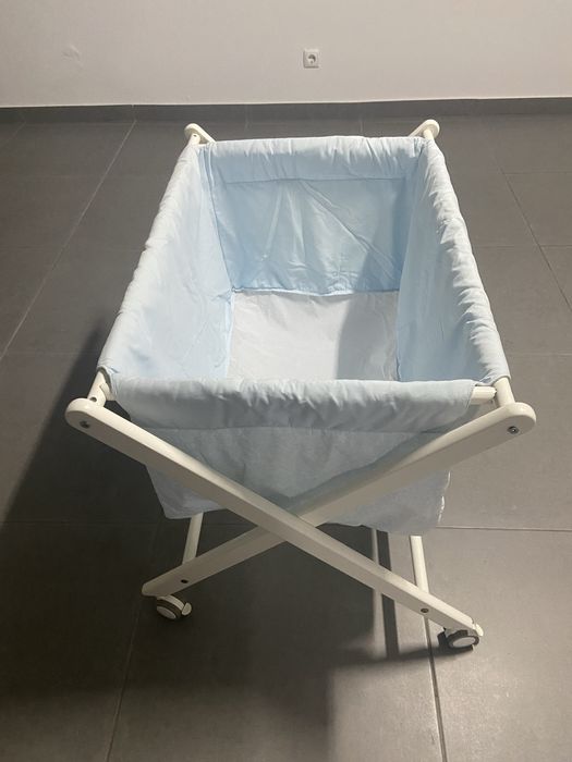 Mini Berço Madeira Branco e Azul