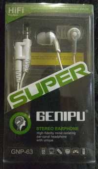 Наушники Genipu stereo, 2 штекера 3,5 і 1,25 мм.