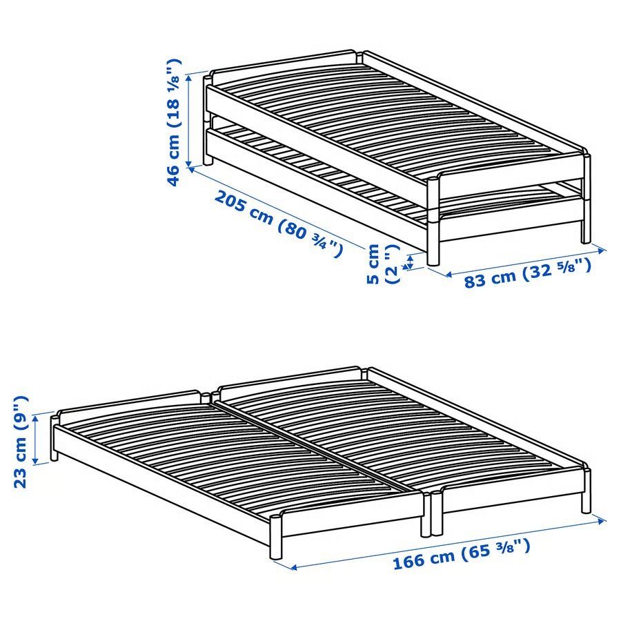 Duas camas de criança IKEA com colchões de espuma