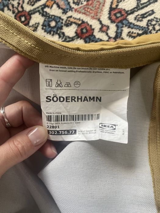 Soderhamn pokrycie ikea musztardowe szezlong plus sofa 3 osobowa
